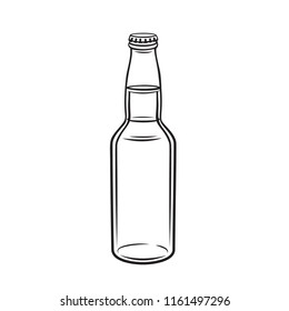 Glass drink bottle. Retro style vector illustration beer or soda icon.