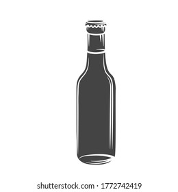 Glass drink bottle. Retro style vector illustration beer or soda icon.