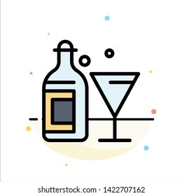 Glass, Drink, Bottle, Wine Abstract Flat Color Icon Template