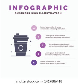 Glass, Drink, Canada Solid Icon Infographics 5 Steps Presentation Background