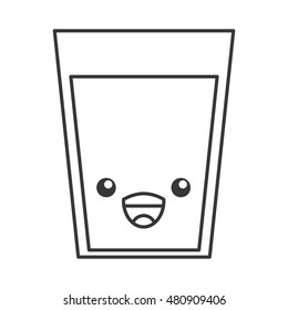 glass drink comic kawaii style vector illustration design