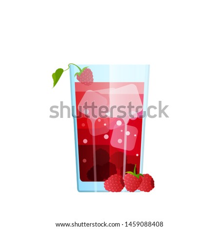  Glass with Drink and Ice Pieces.  Bubbles, Summer Holidays. Isolated on a white background