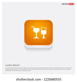 Glass of drink icon Orange Abstract Web Button - Free vector icon