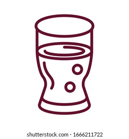 glass with drink icon over white background, line style icon, vector illustration