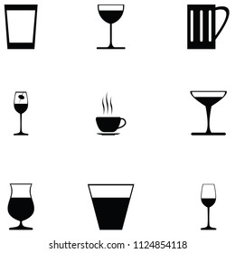 glass drink icon set