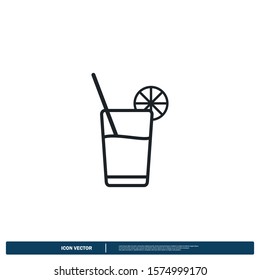 glass drink icon vector logo template design element