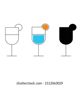 glass drink icon vector set