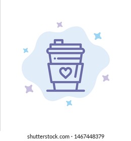 Glass, Drink, Love, Wedding Blue Icon on Abstract Cloud Background. Vector Icon Template background
