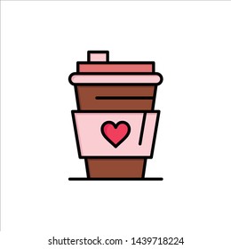 Glass, Drink, Love, Wedding  Flat Color Icon. Vector icon banner Template