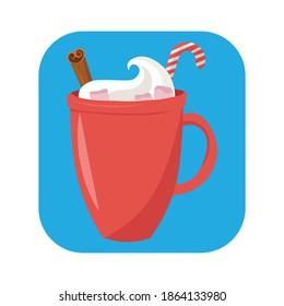 Glass with a drink, with marshmallow and sweet candy