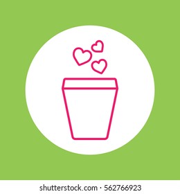 glass drink paper plastic coffee cup with heart steam line icon