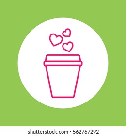 glass drink paper plastic coffee cup with heart steam line icon