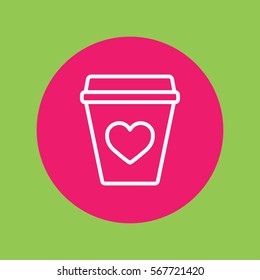 glass drink paper plastic cola coffee cup with heart line icon