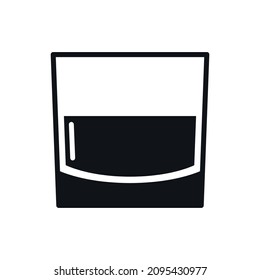 Glass with a drink simple black vector icon.