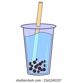 A glass of drink with a straw. Bubble tea vector illustration isolated on white background.