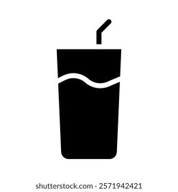 Glass of drink with straw. Concept of refreshment, beverage, and hydration.