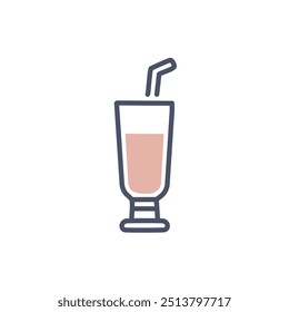 Glass of drink with straw icon. Simple icon design depicting a glass of drink with a straw, perfect for beverage menus, cafe websites, and food delivery apps.