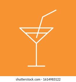 Glass of drink with straw icon, stock vector illustration, EPS10.