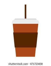 glass drink with straw isolated icon vector illustration design