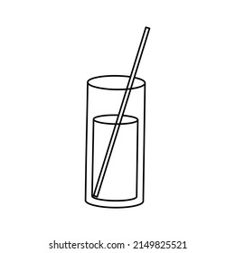 Glass of drink with straw vector doodle illustration