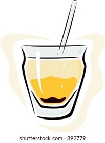 Glas mit Alkohol und Stroh.Vektorgrafik