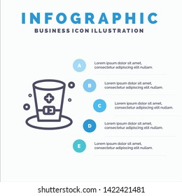 Glass, Drink, Wine, Ireland Line icon with 5 steps presentation infographics Background