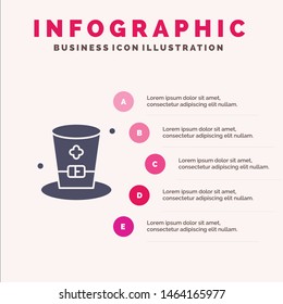 Glass, Drink, Wine, Ireland Solid Icon Infographics 5 Steps Presentation Background. Vector Icon Template background