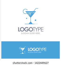 Glass, Drink, Wine, Spring Blue Solid Logo with place for tagline