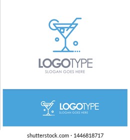 Glass, Drink, Wine, Spring Blue outLine Logo with place for tagline