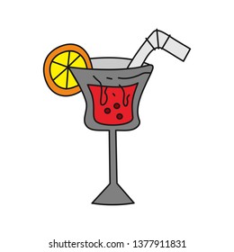 Glass Drinking Cocktail Template Vector Illustration