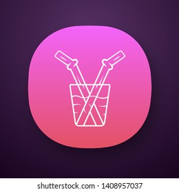 Glass drinking straw app icon. Reusable cocktail, soda, lemonade beverage accessory. Cold soft drink kitchen utensil. UI/UX user interface. Web or mobile application. Vector isolated illustration