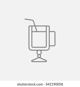 Glass with drinking straw line icon for web, mobile and infographics. Vector dark grey icon isolated on light grey background.