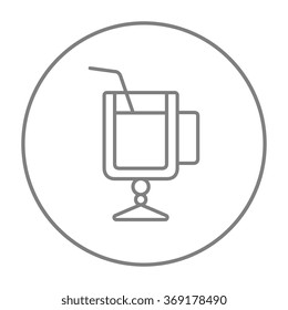 Glass with drinking straw line icon.