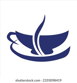 glass for drinking tea in the morning very fun logo vector design