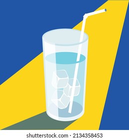 glass of drinking water. cocktail concept - vector illustration