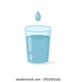 Glass of drinking water isolated on white background. Vector illustration
