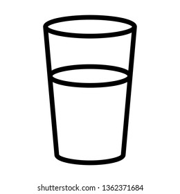 Glass of drinking water line art vector icon for food apps and websites