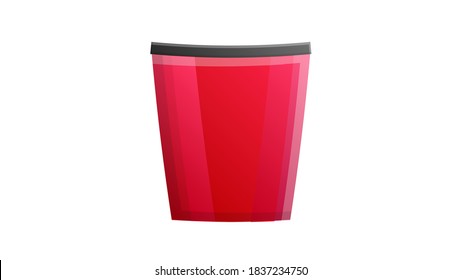 glass for drinks on a white background, vector illustration. red glass for coffee and tea with a black lid. dishes for cafes and restaurants. reusable glass for restaurants and cafes.