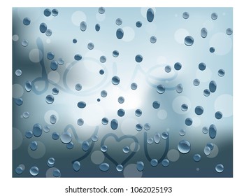 The glass is drizzled with rain.
The inside glass when the temperature changes with moisture, so the steam.