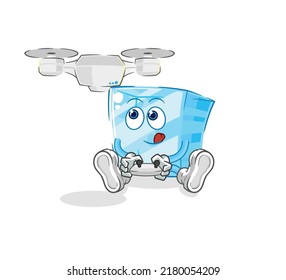 the glass with drone character. cartoon mascot vector