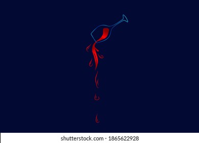 Glastropfen gewinnen Getränk Linie Potrait Logo Potrait farbenfrohe Design mit dunklem Hintergrund. Abstrakte Vektorgrafik. Dunkel-minimalistische Bildschirmhintergrund