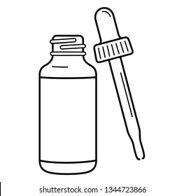 Glass dropper. Vector outline icon isolated on white background.