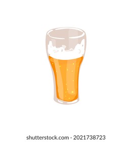 Glass of dutch beer, alcoholic beverage produced at the brewery. Pint of light cool alcohol drink with foam. Design element for holiday oktoberfest or menu pub or bar. Vector.