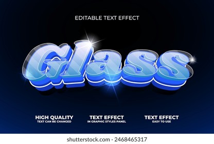 Glass, Editable Text Effect style. Graphic style.