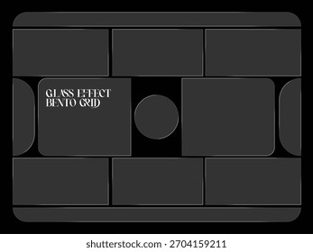 Efecto de vidrio Bento Grid Layout Minimalista Dark