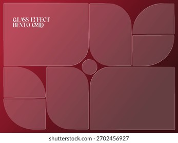 Glass Effect Bento Grid UI Design | Red Tone