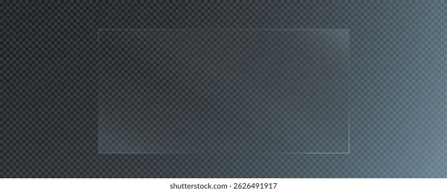 Glaseffekt, Spiegelsatz auf transparentem Hintergrund, transparente Glasvitrine, Spiegel, Fenster. Realistische glänzende Platte mit Blendung, Vektor png.