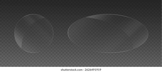Efecto de vidrio, conjunto de espejos sobre fondo transparente, escaparate de vidrio transparente, espejo, ventana. Placa brillante realista con deslumbramiento, Vector png.