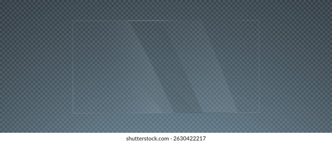 Efecto de vidrio, conjunto de espejos sobre fondo transparente, escaparate de vidrio transparente, espejo, ventana. Placa brillante realista con deslumbramiento, Vector png.