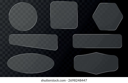 Conjunto de Formas de efecto de vidrio, Conjunto de marcos transparentes, Formas transparentes, Vector